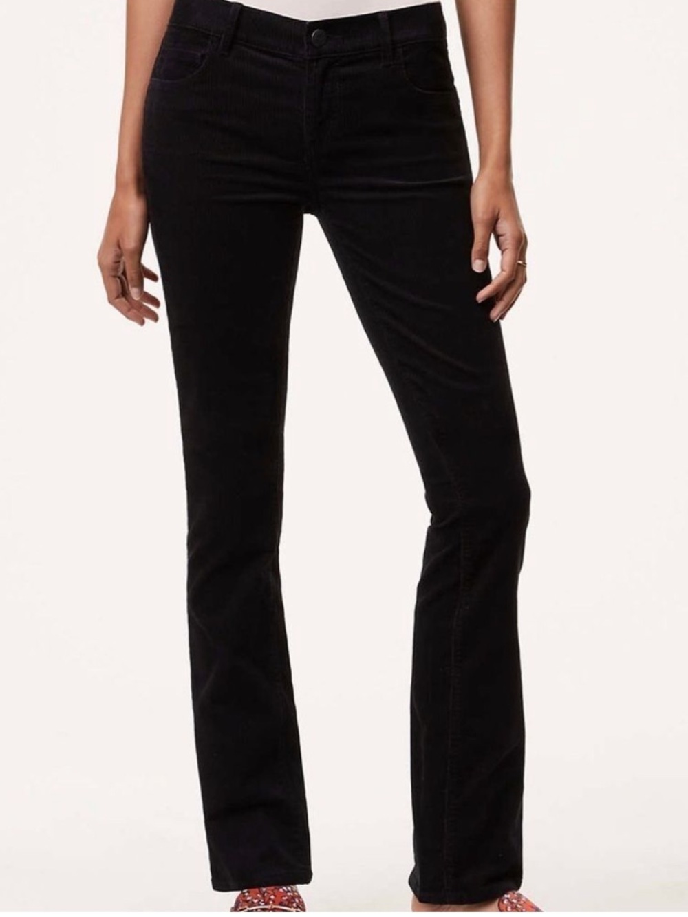 Loft  NWT Curvy Boot Cut Black Corduroy Pants Sz 4 or 27 long length 32”